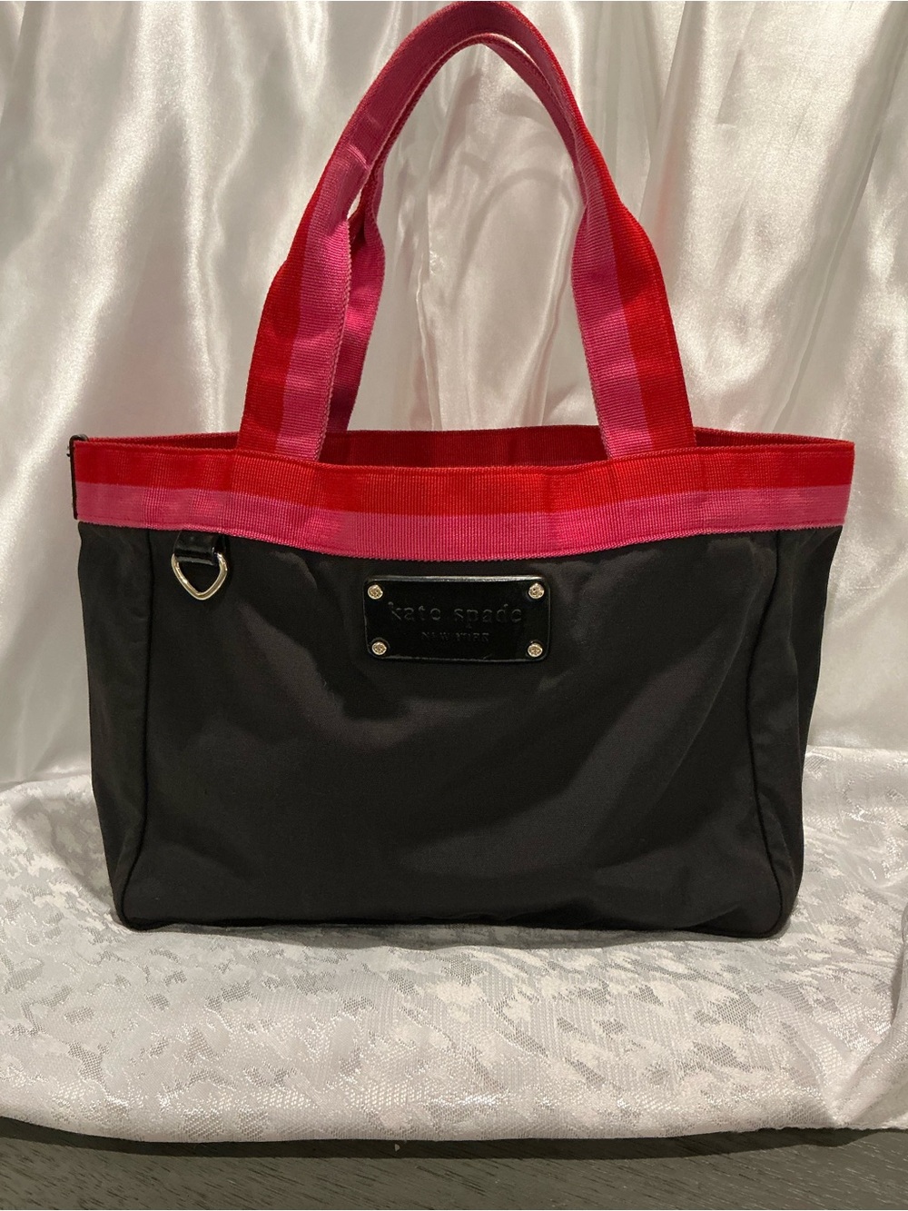 kate spade Black  Mini Tote with Red and Pink Handles